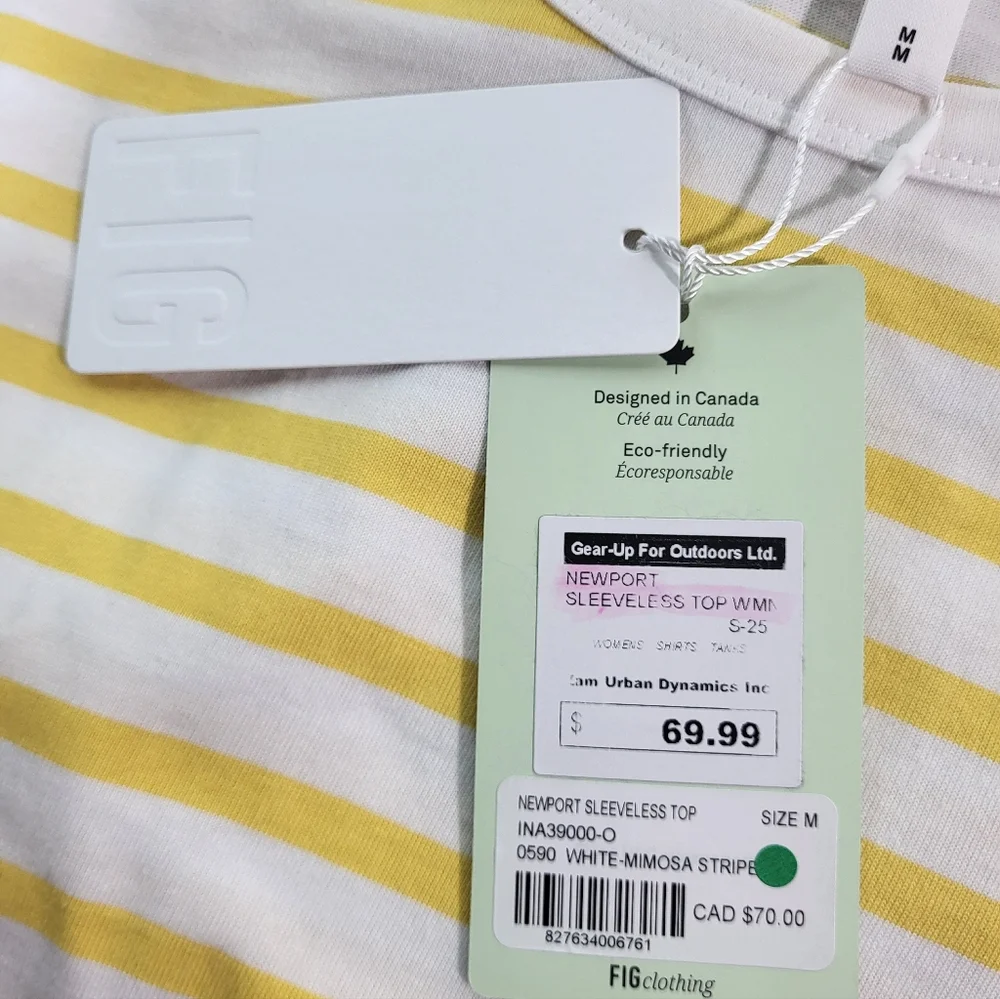 NWT Fig Newport Sleeveless Top - White & Yellow Stripped - Picture 5 of 7